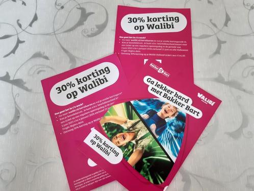 Kortingbon Atractiepark Walibi 30%korting max 4p geldig t 4j, Tickets en Kaartjes, Recreatie | Pretparken en Attractieparken, Drie personen of meer