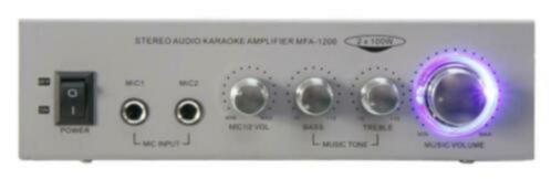 Stereo karaoke versterker 2 x 50 Watt Zilver 003-B, Audio, Tv en Foto, Karaoke-apparatuur, Nieuw, Ophalen of Verzenden