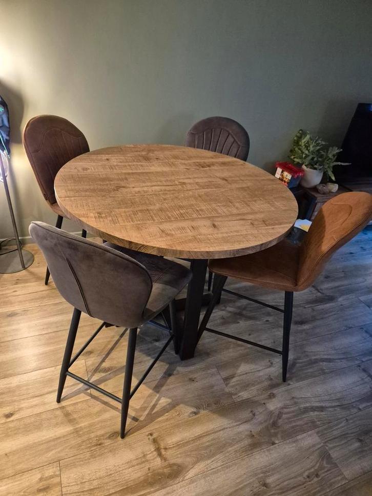 Mango houten eettafel met 4 stoelen, Huis en Inrichting, Tafels | Eettafels, Gebruikt, 100 tot 150 cm, 100 tot 150 cm, Vier personen