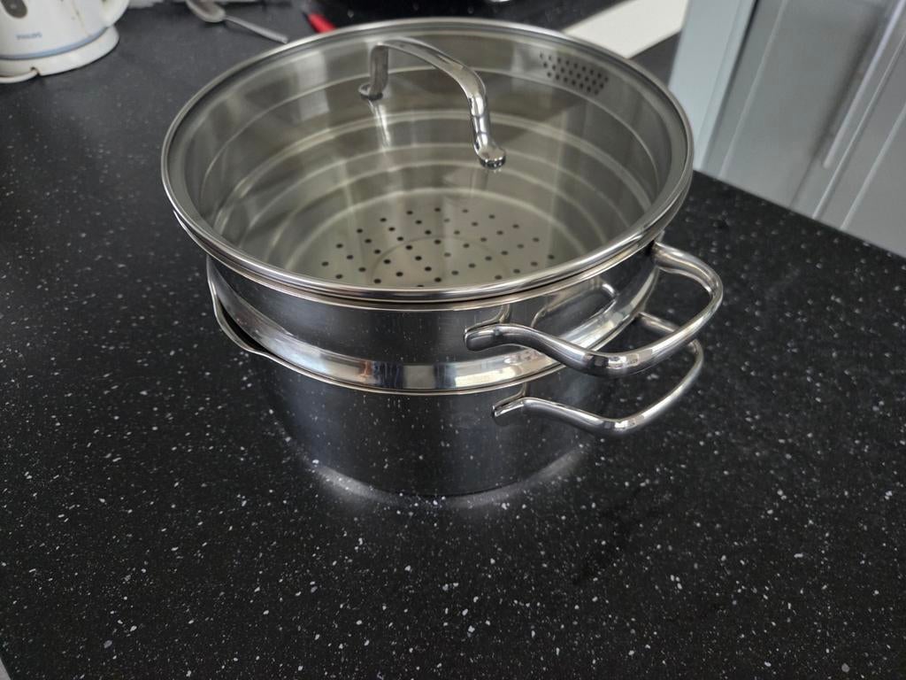 Masterchef Kookpan met Stomer - Zo goed als nieuw, Ophalen of Verzenden, Zo goed als nieuw