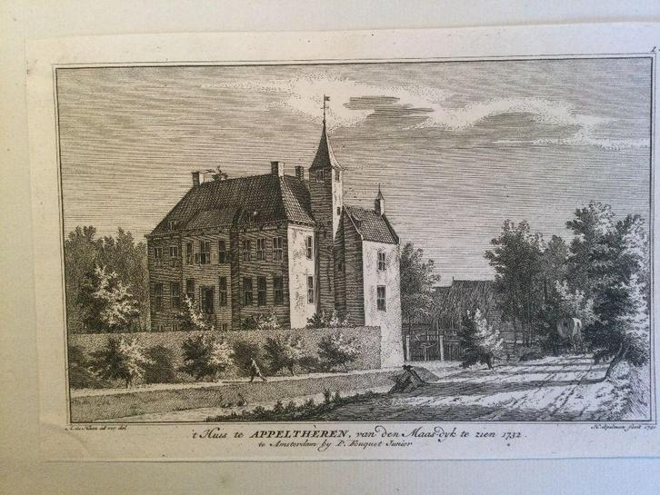 Gem. W. Maas en Waal, het Huis Appeltheren, Spilman, 1732, Antiek en Kunst, Kunst | Etsen en Gravures, Verzenden