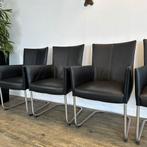 4 Bert Plantagie stoelen – zwart leder – goede staat!, Verzenden, ., Zwart, Zo goed als nieuw