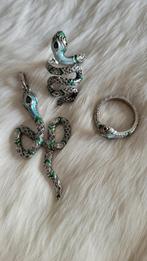 Ringen zilver slang snake emaille kristal, Sieraden, Tassen en Uiterlijk, Ringen, Met kristal, Nieuw, Ophalen of Verzenden, 17 tot 18