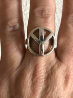 Q186/ Grote Zilveren PEACE ring 18 3/4, Gebruikt, Verzenden, X, Dame