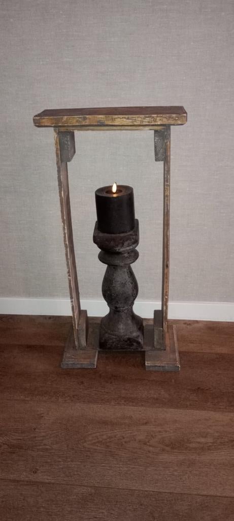 Oud houten bankje / decoratief tafeltje, Ophalen of Verzenden, Zo goed als nieuw