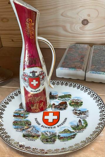 Zwitserse Souvenir Set: Kan en Bord beschikbaar voor biedingen
