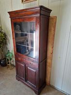 Grote robuuste teakhouten vitrinekast. servieskast, Huis en Inrichting, Kasten | Vitrinekasten, Ophalen of Verzenden, 25 tot 50 cm
