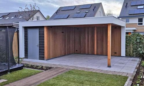 Douglas overkapping/schuur, Tuin en Terras, Bergingen en Tuinkasten, Nieuw, Hout, Ophalen