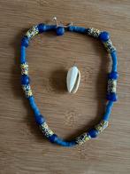 Braziliaanse glazen ketting en schelphangertje verzilverd, Ophalen of Verzenden, Zo goed als nieuw, Zilver, Overige materialen