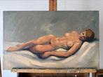 Naakt, olieverf op board, 65 x 40 cm, Van Der Haar, Antiek en Kunst, Ophalen of Verzenden
