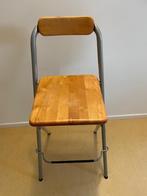 Barkruk inklapbaar, gelakt grenen hout, metalen buizen, Huis en Inrichting, Barkrukken, Ophalen, Met voetsteun, Zo goed als nieuw