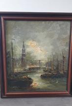 Schilderij  van John Bevort "Amsterdam met kerk en boot", Ophalen