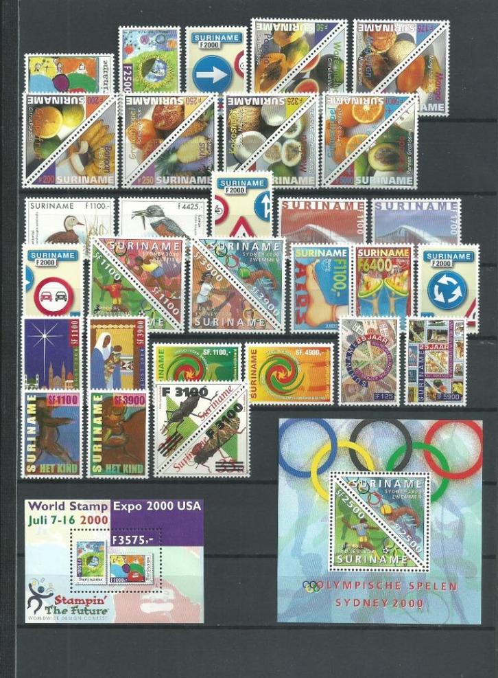 Suriname 2000, complete jaargang, Postfris., Postzegels en Munten, Postzegels | Suriname, Postfris, Verzenden
