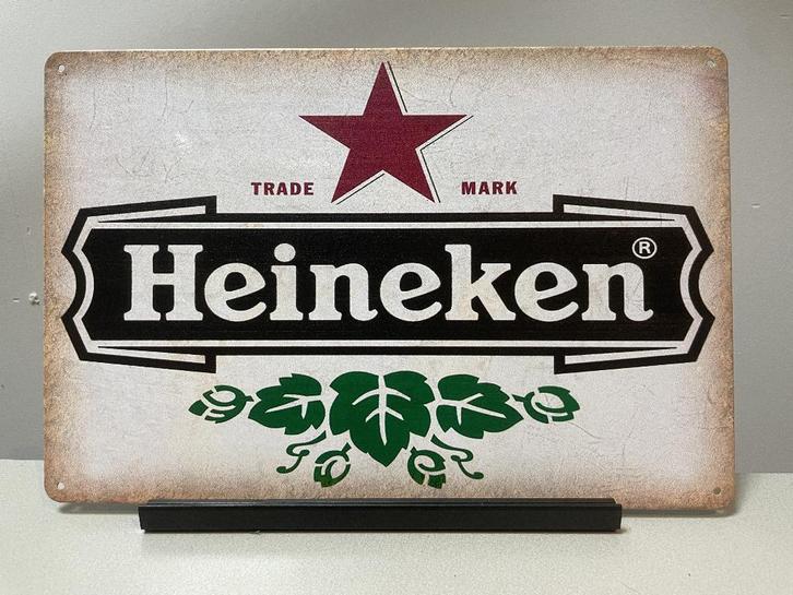Heineken bier metalen reclamebord (Old Look), Verzamelen, Biermerken, Nieuw, Reclamebord, Plaat of Schild, Heineken, Ophalen of Verzenden