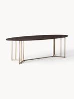 Ovala eettafel westwing mangohout bruin met gouden poten, Huis en Inrichting, Tafels | Eettafels, 100 tot 150 cm, 200 cm of meer
