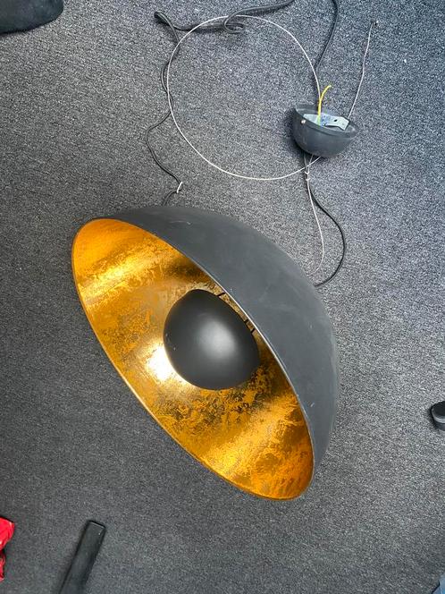 Zware koepel hanglamp zwart/antraciet Goud 50cm, Huis en Inrichting, Lampen | Hanglampen, Zo goed als nieuw, 50 tot 75 cm, Ophalen of Verzenden