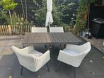 Tuintafel + 4 stoelen - complete tuinset Bellagio € 300,-, Ophalen, 4 zitplaatsen, Gebruikt, Aluminium