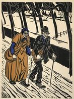 J.Franken Pzn. (Den Haag 1896-1977) Kleurenhoutsnede 'Bohemi, Antiek en Kunst, Kunst | Etsen en Gravures, Ophalen of Verzenden