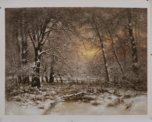 Olieverf replica Apol: Bos bij winter, Antiek en Kunst, Kunst | Schilderijen | Klassiek, Verzenden