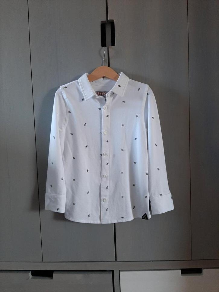 Retour Jeans overhemd wit maat 116 als nieuw!, Kinderen en Baby's, Kinderkleding | Maat 116, Zo goed als nieuw, Jongen, Overhemd of Blouse