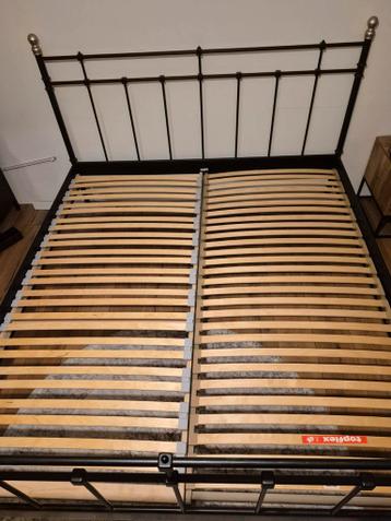 Zwart tweepersoonsbed (180x200) met 2 lattenbodems - afbeelding 3