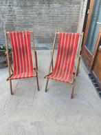 Vintage Strandstoelen Set van 2, Ophalen, Gebruikt, Hout, Inklapbaar