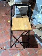 Houten klapstoel met metalen frame, Huis en Inrichting, Stoelen, Ophalen, Gebruikt, Bruin, Eén