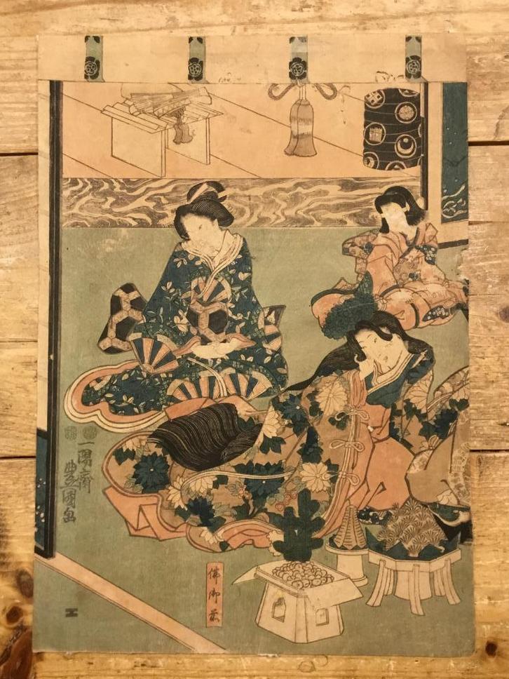 Antieke Japanse houtblok prent (prijs = incl. verzending), Antiek en Kunst, Kunst | Niet-Westerse kunst, Verzenden