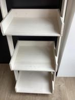 Houten whitewashed ladderwandkast, 5 planken   H136, B46 igs, Ophalen, Gebruikt