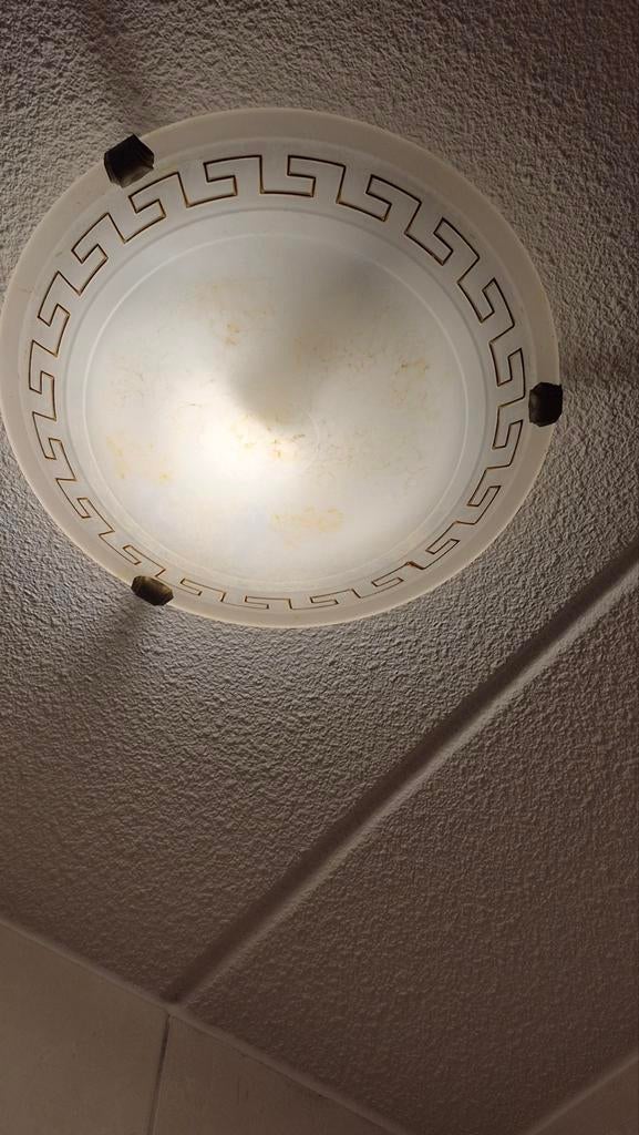 Plafondlamp met Grieks design, Ophalen of Verzenden, Gebruikt, Glas, Grieks