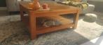 Stevige echt teak salontafel, Ophalen, Gebruikt, 75 cm of meer, Rechthoekig