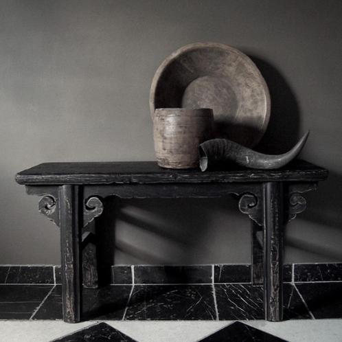 Robuuste oude Nepalese pot bak kruik hout sober sleets uniek, Huis en Inrichting, Woonaccessoires | Overige, Nieuw, Ophalen of Verzenden