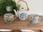 Vintage Wildflower Theepot met 2 Kopjes, Gebruikt, Overige typen, Ophalen of Verzenden, Overige stijlen