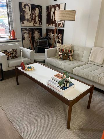 Vintage Teak Salontafel met Dubbelzijdig Blad beschikbaar voor biedingen