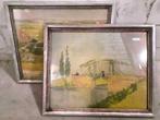 2x Vincent VAN GOGH oude ingelijste schilderij kleurprent d0, Antiek en Kunst, Ophalen of Verzenden