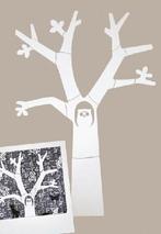 Mdf wanddecoratie boom met uil en wereldkaart, Ophalen of Verzenden