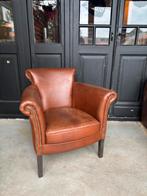 Klassieke Runderleren fauteuil, Gebruikt, Klassiek landelijk, 50 tot 75 cm, Leer