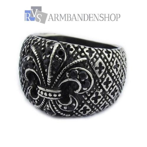 RVS floral ring franse lelie ring gothic edelstaal Bikers, Sieraden, Tassen en Uiterlijk, Ringen, Nieuw, Dame, Zilver, IJzer of Staal