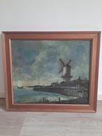 Oude Schilderij Rau - Molen en Zeezicht, Antiek en Kunst, Ophalen of Verzenden