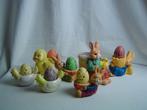 7 aardewerk eierdopjes kuiken kip konijn Ramsel, Ophalen of Verzenden, Gebruikt