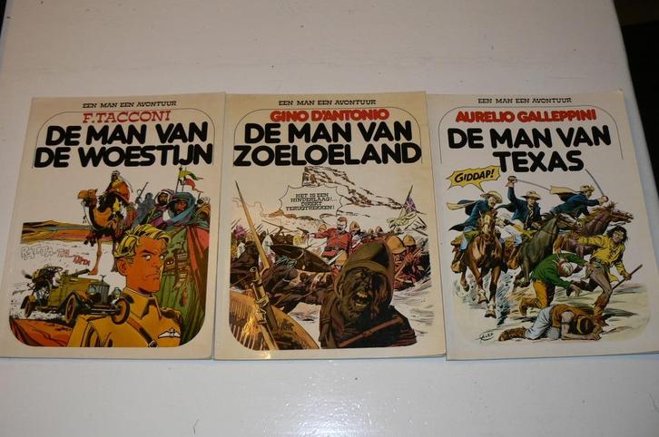 3 albums uit de serie een man een avontuur Ook losse verkoop, Boeken, Stripboeken, Meerdere stripboeken, Ophalen of Verzenden