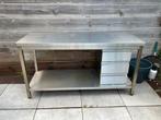 Buitentafel RVS incl . los ladekastje, Ophalen, Gebruikt, Rvs