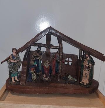  Vintage handgeschilderde kerststal – complete set beschikbaar voor biedingen