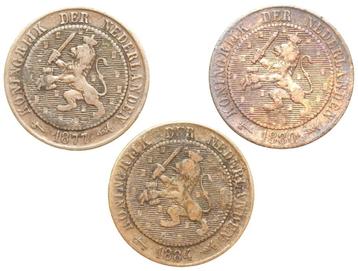 Willem 3 - 3x 2,5 cent 1877, 1880, 1884 zf/zf+ (5832 beschikbaar voor biedingen