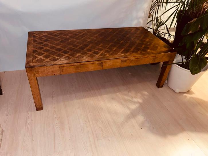 Twee Houten tafel met uniek patroon, Huis en Inrichting, Tafels | Eettafels, Gebruikt, 50 tot 100 cm, 100 tot 150 cm, tot twee personen