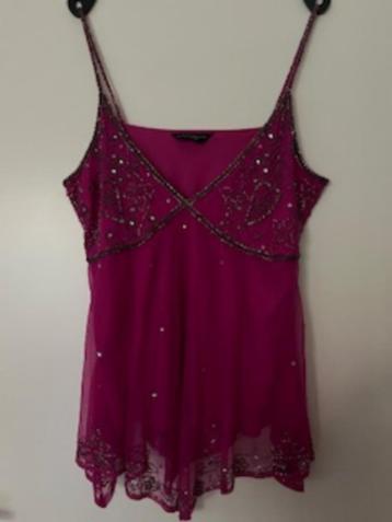 Tank top fuchsia indiaas met kraaltjes 46 Dorothy Perkins beschikbaar voor biedingen