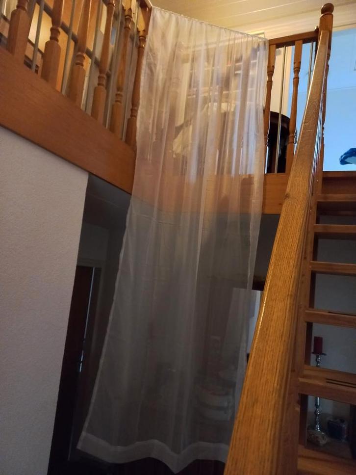 3 gordijnen wit doorzichtig lang 280cm breed 140cm tunnel, Huis en Inrichting, Stoffering | Gordijnen en Lamellen, Nieuw, 200 cm of meer