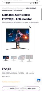 ASUS ROG Swift PG259QN 360Hz gaminh monitor 25 inch 1080p, Full HD, Minder dan 1 ms, Zo goed als nieuw, DisplayPort