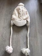 Wollen creme gebreide muts met fleecevoering uit Nepal, Maat 38/40 (M), Nepal, Nieuw, Ophalen of Verzenden