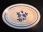 Ovale serveerschaal met blauwe bloemen, Antiek en Kunst, Ophalen of Verzenden